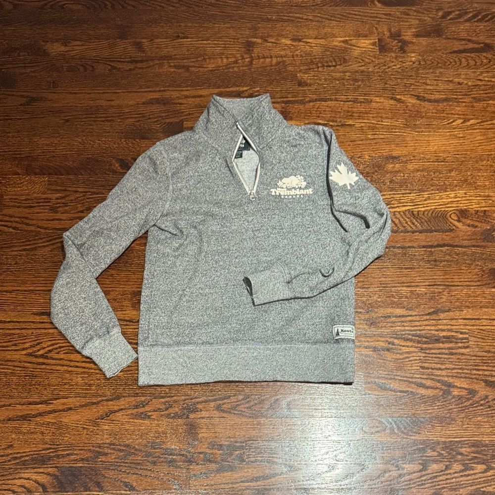 Roots - Mt Tremblant Heather Gray Zip-Up Quarter Pullover